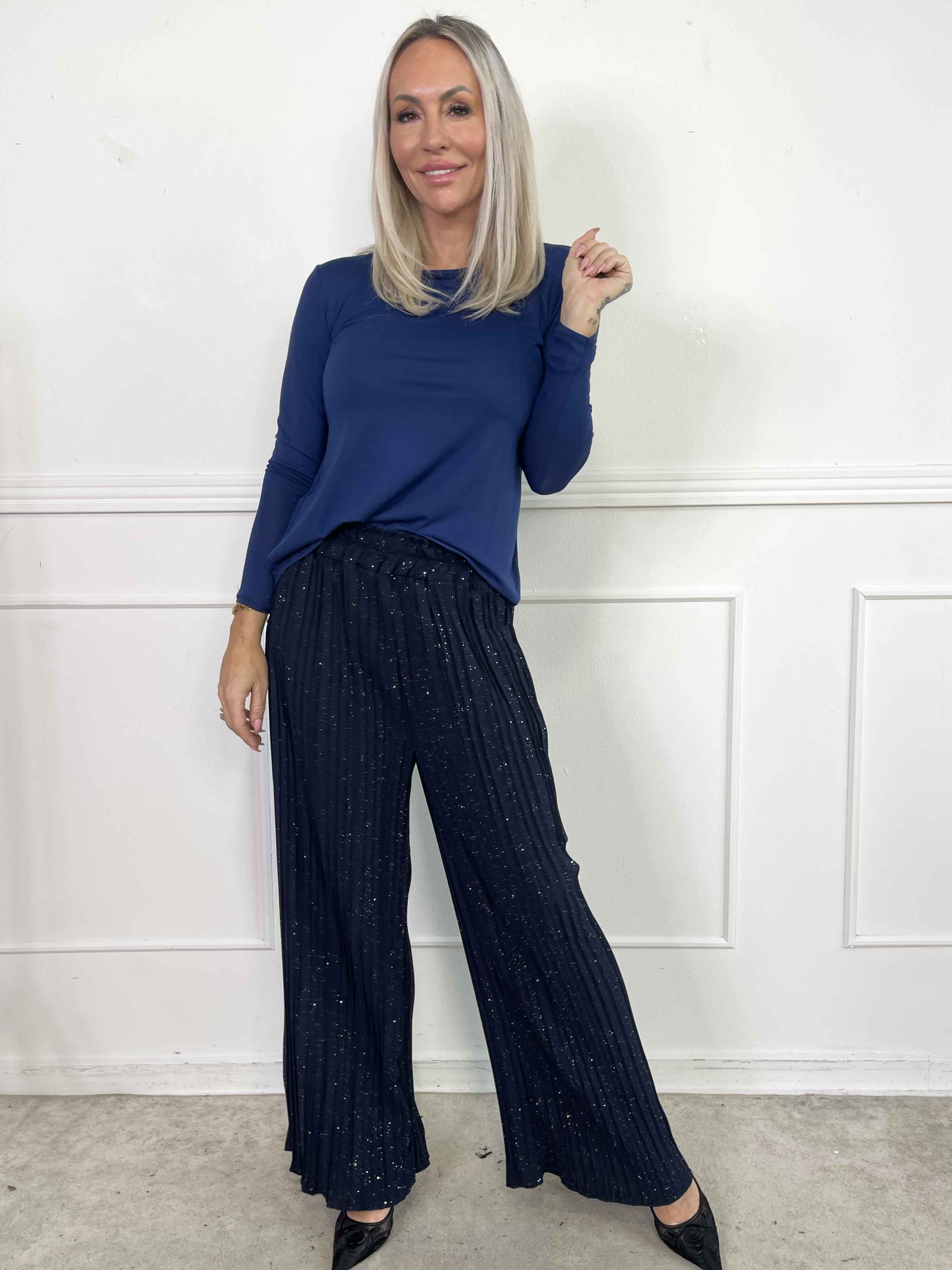 Pola Glitter - Plisseret løse bukser med glimmer